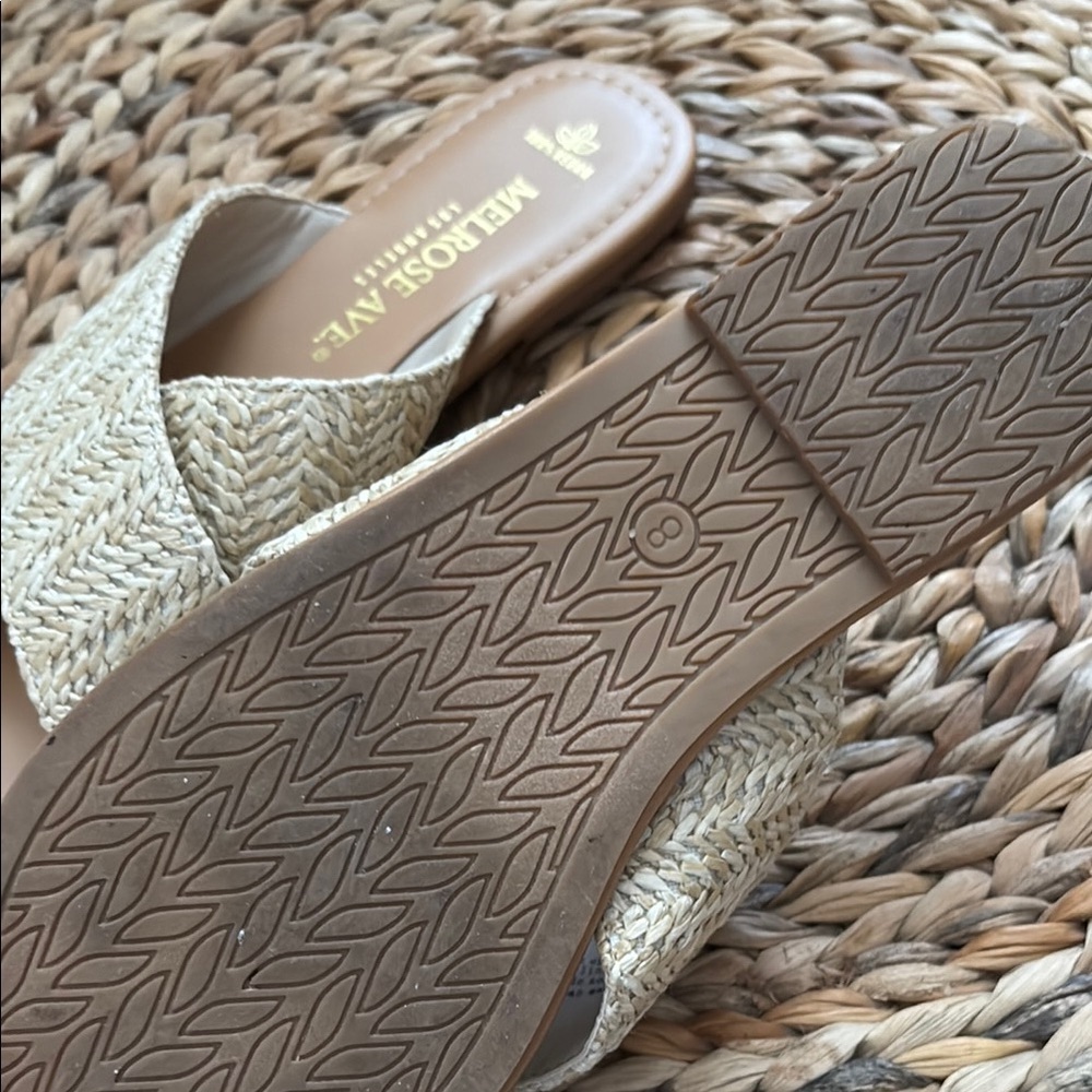 Tan Criss-Cross Sandals with Woven Texture - Picture 3 of 5